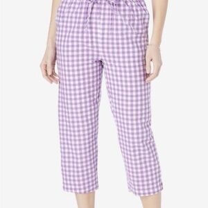 Woman Within Purple Gingham Seersucker Women's Capri Pants